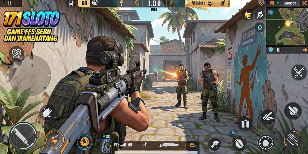 Tampilan gameplay menegangkan dalam 171SLOT dengan aksi tembak-menembak yang intens.