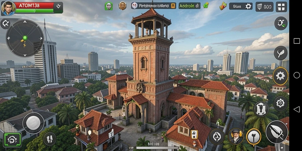 Tampilan gameplay ATOM138 yang menegangkan dalam Tower Defense.