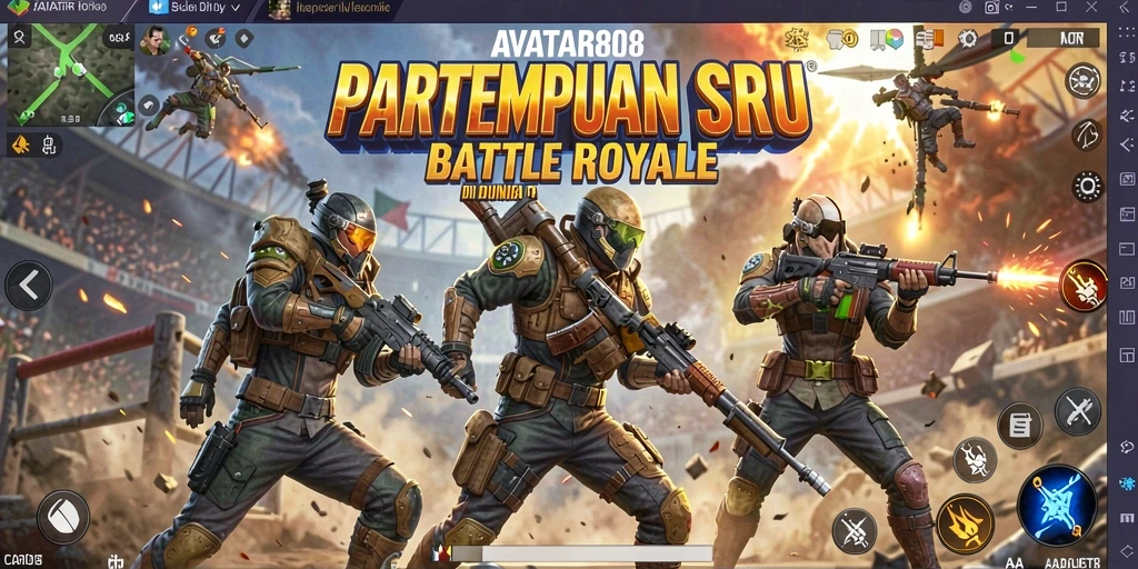Tangkapan layar AVATAR808 menampilkan pemain dalam pertempuran seru Battle Royale.