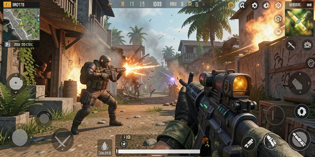 Tampilan gameplay seru dari BRO178 yang menampilkan aksi pertempuran mendebarkan.