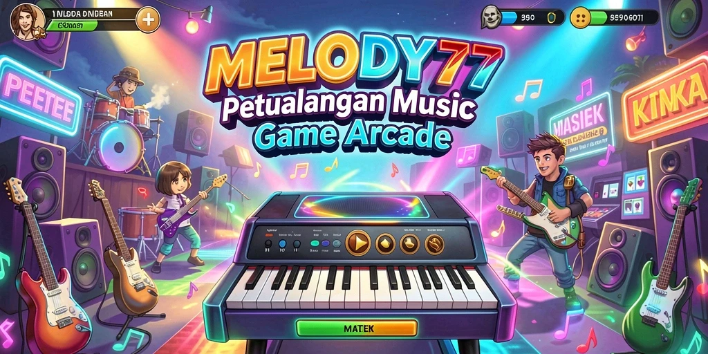 Screenshot gameplay <strong>MELODY77</strong> menunjukkan tantangan penuh warna dan seru.