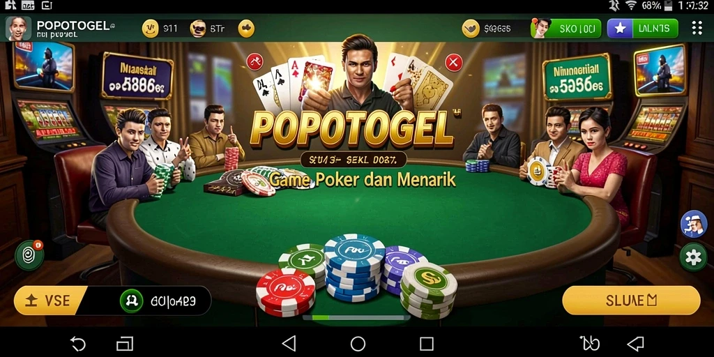 Screenshot utama POPOTOGEL menampilkan gameplay poker yang mendebarkan.