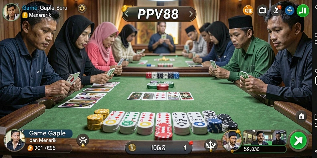 Screenshot gameplay PPV88 yang menunjukkan momen seru bermain Gaple.
