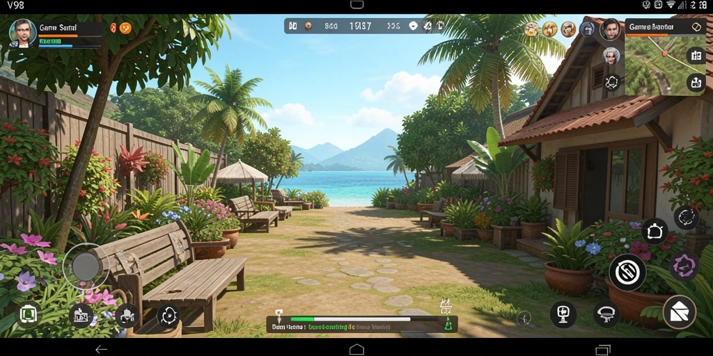 Tampilan gameplay V98 yang seru dan penuh warna.