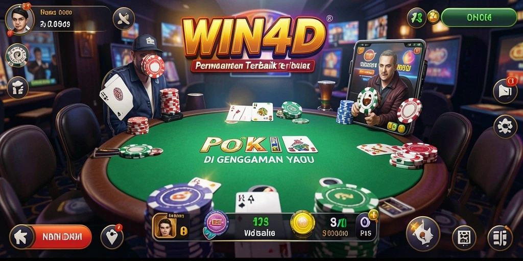 Tangkapan layar gameplay <strong>WIN4D</strong> yang menampilkan suasana poker yang seru.