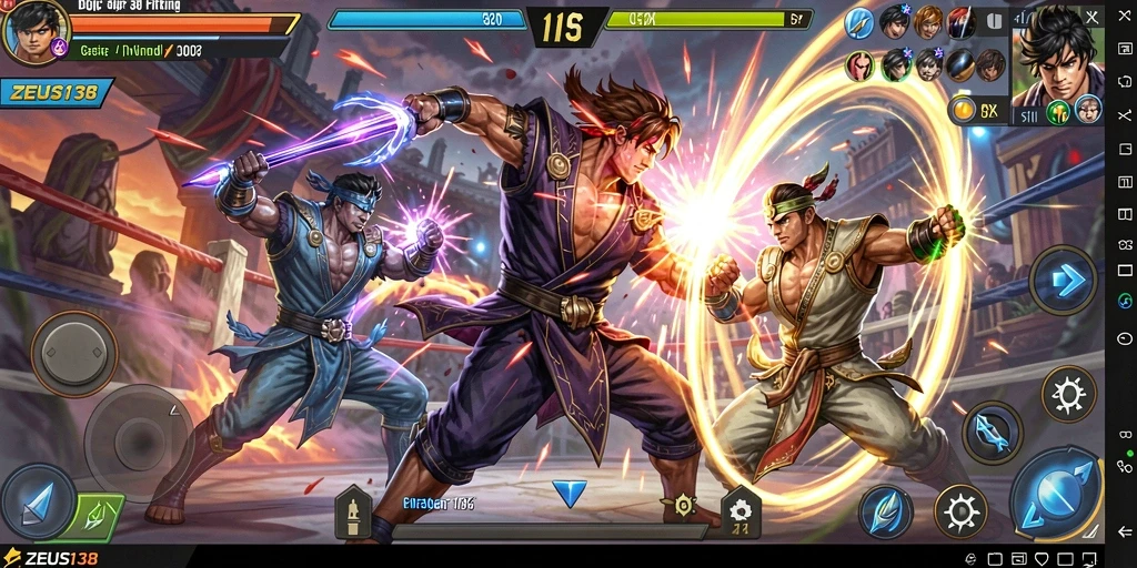 Screenshot ZEUS138 menampilkan aksi pertarungan yang seru dan dinamis.